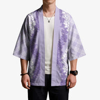 Hawaii Aloha Plumeria Lei Lavender Palaka Kimono - Polynesian Pride