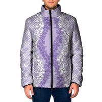 Hawaii Aloha Plumeria Lei Lavender Palaka Padded Jacket LT7 Men Lavender - Polynesian Pride