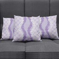 Hawaii Aloha Plumeria Lei Lavender Palaka Pillow Cover - Polynesian Pride