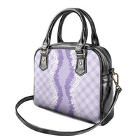 Hawaii Aloha Plumeria Lei Lavender Palaka Shoulder Handbag - Polynesian Pride