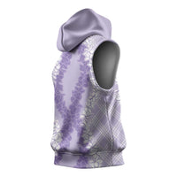 Hawaii Aloha Plumeria Lei Lavender Palaka Sleeveless Hoodie LT7 - Polynesian Pride