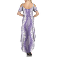 Hawaii Aloha Plumeria Lei Lavender Palaka Summer Maxi Dress - Polynesian Pride