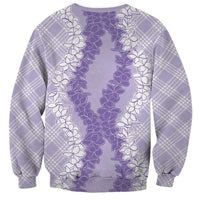 Hawaii Aloha Plumeria Lei Lavender Palaka Sweatshirt - Polynesian Pride