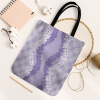 Hawaii Aloha Plumeria Lei Lavender Palaka Tote Bag - Polynesian Pride