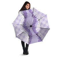 Hawaii Aloha Plumeria Lei Lavender Palaka Umbrella - Polynesian Pride