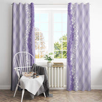 Hawaii Aloha Plumeria Lei Lavender Palaka Window Curtain - Polynesian Pride