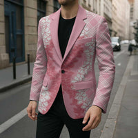 Hawaii Aloha Plumeria Lei Pink Palaka Blazer - Polynesian Pride