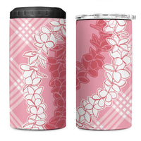 Hawaii Aloha Plumeria Lei Pink Palaka 4 in 1 Can Cooler Tumbler - Polynesian Pride