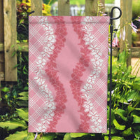 Hawaii Aloha Plumeria Lei Pink Palaka Garden Flag - Polynesian Pride