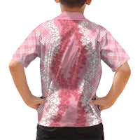 Hawaii Aloha Plumeria Lei Pink Palaka Kid Hawaiian Shirt - Polynesian Pride
