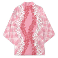 Hawaii Aloha Plumeria Lei Pink Palaka Kimono - Polynesian Pride