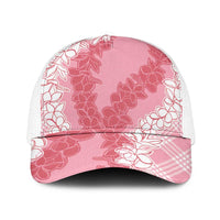 Hawaii Aloha Plumeria Lei Pink Palaka Mesh Trucker Cap - Polynesian Pride