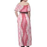 Hawaii Aloha Plumeria Lei Pink Palaka Off Shoulder Maxi Dress LT7 - Polynesian Pride