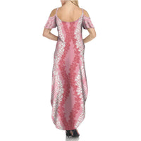 Hawaii Aloha Plumeria Lei Pink Palaka Summer Maxi Dress - Polynesian Pride