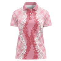 Hawaii Aloha Plumeria Lei Pink Palaka Women Polo Shirt - Polynesian Pride