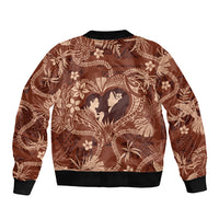 Hawaii Plumeria Bomber Jacket Hau'oli la Makuahine Sunburned LT7 - Polynesian Pride