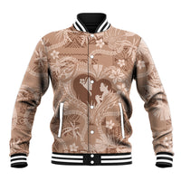 Hawaii Plumeria Baseball Jacket Hau'oli la Makuahine Beige LT7 Unisex Beige - Polynesian Pride