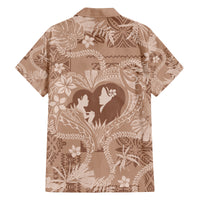 Hawaii Plumeria Family Matching Off The Shoulder Long Sleeve Dress and Hawaiian Shirt Hau'oli la Makuahine Beige LT7 - Polynesian Pride