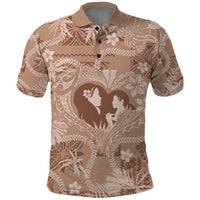 Hawaii Plumeria Polo Shirt Hau'oli la Makuahine Beige LT7 Beige - Polynesian Pride