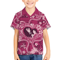 Hawaii Plumeria Family Matching Long Sleeve Bodycon Dress and Hawaiian Shirt Hau'oli la Makuahine Rosy LT7 Son's Shirt Pink - Polynesian Pride