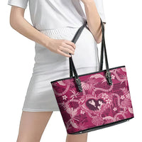 Hawaii Plumeria Leather Tote Bag Hau'oli la Makuahine Rosy LT7 - Polynesian Pride