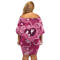 Hawaii Plumeria Off Shoulder Short Dress Hau'oli la Makuahine Rosy LT7 - Polynesian Pride