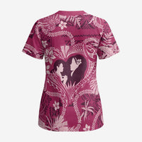 Hawaii Plumeria Scrub Top Hau'oli la Makuahine Rosy - Polynesian Pride