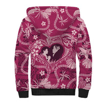 Hawaii Plumeria Sherpa Hoodie Hau'oli la Makuahine Rosy LT7 - Polynesian Pride