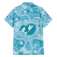 Hawaii Plumeria Family Matching Long Sleeve Bodycon Dress and Hawaiian Shirt Hau'oli la Makuahine Turquoise LT7 - Polynesian Pride