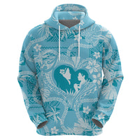 Hawaii Plumeria Hoodie Hau'oli la Makuahine Turquoise LT7 - Polynesian Pride