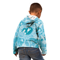 Hawaii Plumeria Kid Hoodie Hau'oli la Makuahine Turquoise LT7 - Polynesian Pride