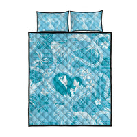 Hawaii Plumeria Quilt Bed Set Hau'oli la Makuahine Turquoise LT7 - Polynesian Pride