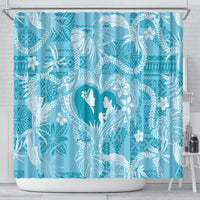 Hawaii Plumeria Shower Curtain Hau'oli la Makuahine Turquoise LT7 - Polynesian Pride