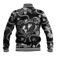 Hawaii Plumeria Baseball Jacket Hau'oli la Makuahine Monochrome LT7 - Polynesian Pride