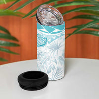 Polynesia Humpback Whale 4 in 1 Can Cooler Tumbler Tropical Plumeria Turquoise