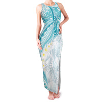 Polynesia Humpback Whale Family Matching Tank Maxi Dress and Hawaiian Shirt Tropical Plumeria Turquoise