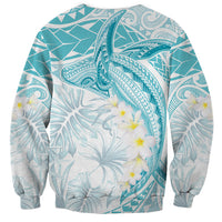 Polynesia Humpback Whale Sweatshirt Tropical Plumeria Turquoise