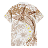 Polynesia Humpback Whale Hawaiian Shirt Tropical Plumeria Beige
