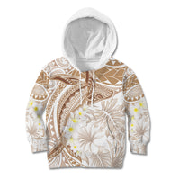 Polynesia Humpback Whale Kid Hoodie Tropical Plumeria Beige