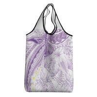 Polynesia Humpback Whale Grocery Bag Tropical Plumeria Lavender