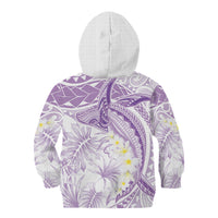 Polynesia Humpback Whale Kid Hoodie Tropical Plumeria Lavender