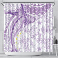 Polynesia Humpback Whale Shower Curtain Tropical Plumeria Lavender