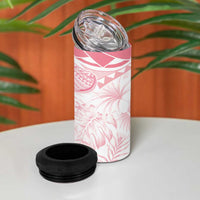 Polynesia Humpback Whale 4 in 1 Can Cooler Tumbler Tropical Plumeria Pink