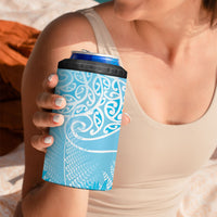 Aotearoa Maori Koru Curves 4 in 1 Can Cooler Tumbler Silver Ferns - Turquoise