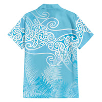 Aotearoa Maori Koru Curves Family Matching Mermaid Dress and Hawaiian Shirt Silver Ferns - Turquoise LT7 - Polynesian Pride