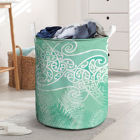 Aotearoa Maori Koru Curves Laundry Basket Silver Ferns - Mint