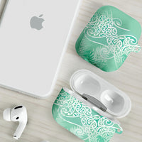 Aotearoa Maori Koru Curves AirPods Case Silver Ferns - Mint