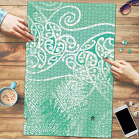 Aotearoa Maori Koru Curves Puzzle Silver Ferns - Mint