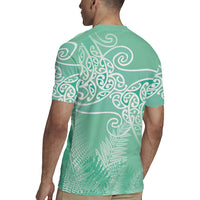 Aotearoa Maori Koru Curves Rugby Jersey Silver Ferns - Mint