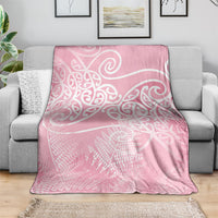 Aotearoa Maori Koru Curves Blanket Silver Ferns - Rose Pink